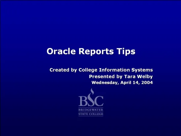 Oracle Reports Tips