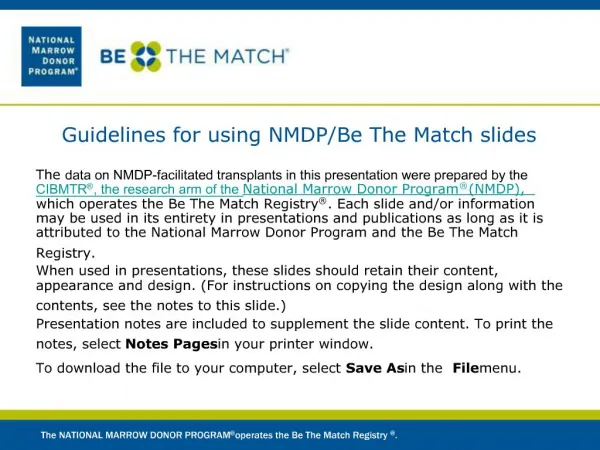 Guidelines for using NMDP