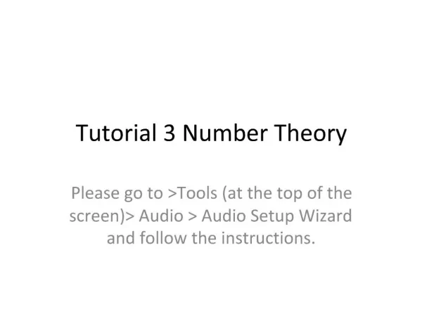 Tutorial 3 Number Theory