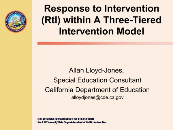 Response to Intervention RtI within A Three-Tiered Intervention Model