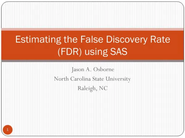 Estimating the False Discovery Rate FDR using SAS