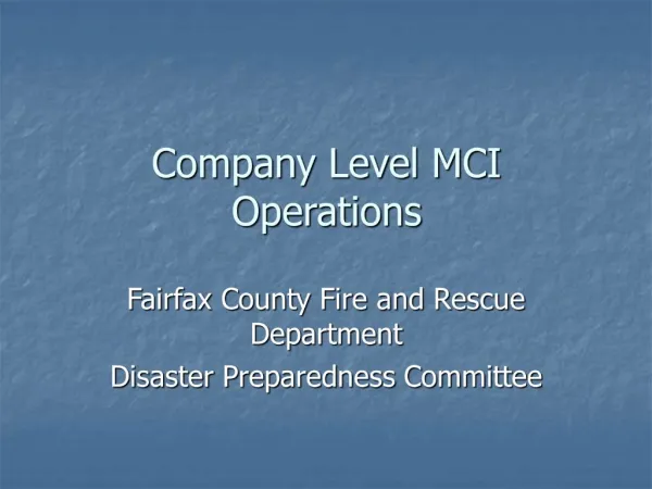 Company Level MCI Operations