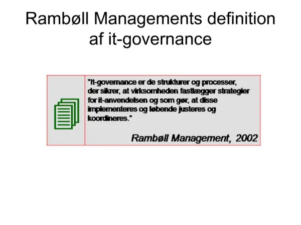 Ramb ll Managements definition af it-governance