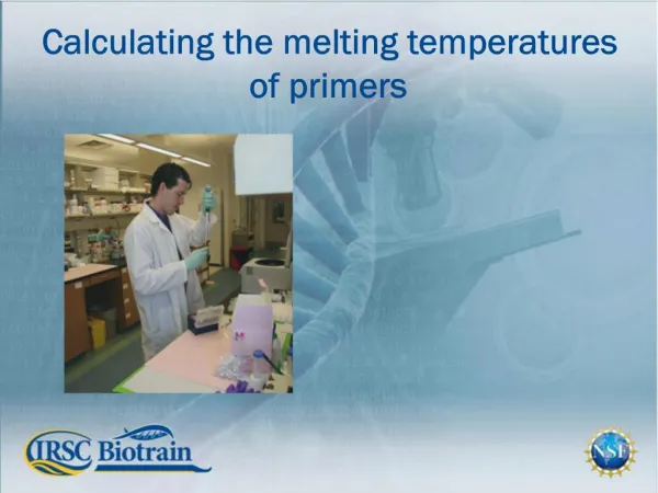 Calculating the melting temperatures of primers
