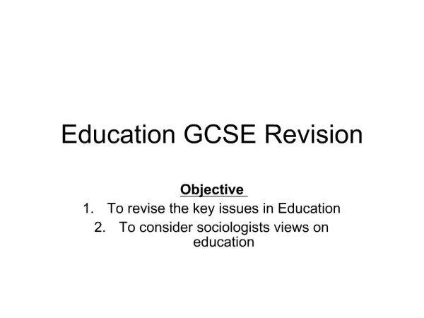 Education GCSE Revision