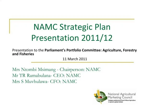 NAMC Strategic Plan Presentation 2011