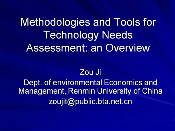Methodologies and Tools for Technology Needs Assessment: an Overview