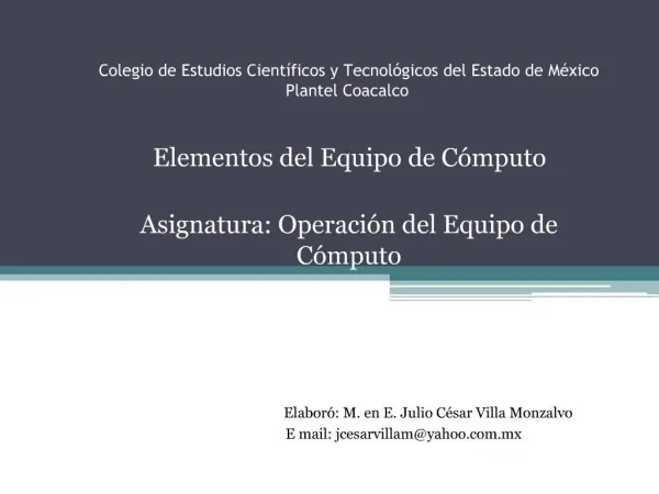 Colegio de Estudios Cient ficos y Tecnol gicos del Estado de M xico Plantel Coacalco