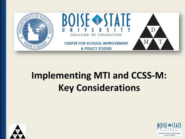 Implementing MTI and CCSS-M: Key Considerations