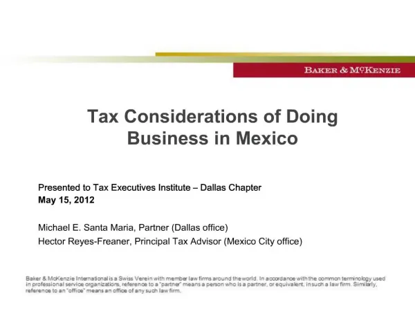 Tax Considerations of Doing Business in Mexico