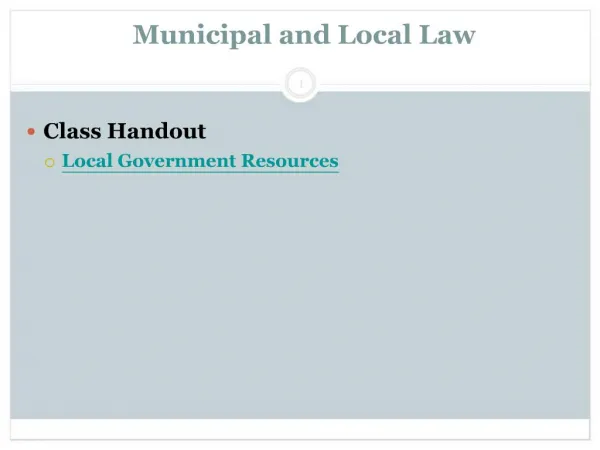 Municipal and Local Law