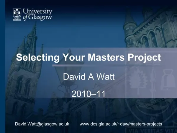 Selecting Your Masters Project