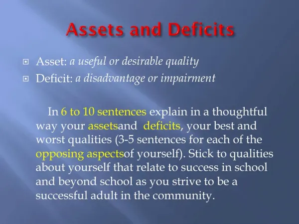 Assets and Deficits