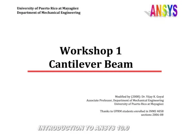Workshop 1 Cantilever Beam