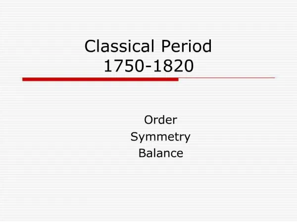 Classical Period 1750-1820