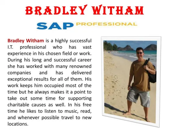 SAP Professional - Bradley Witham