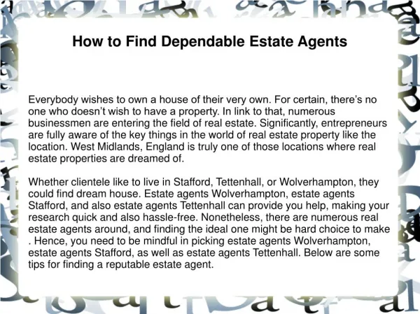 How to Find Dependable Estate Agents