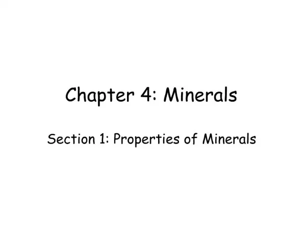 Chapter 4: Minerals