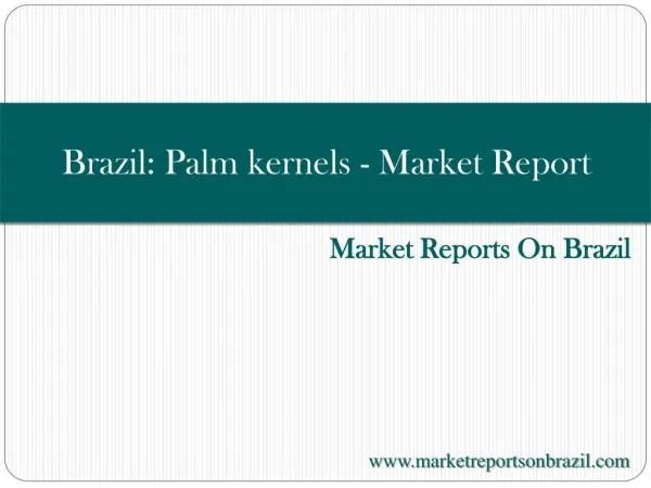 Brazil: Palm kernels - Market Report. Analysis and Forecast