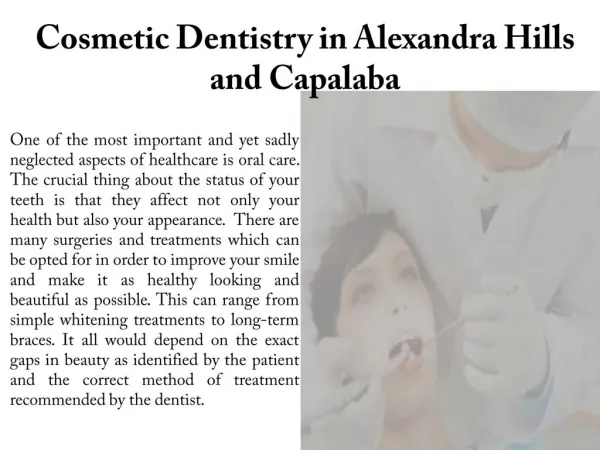 Cosmetic Dentistry in Alexandra Hills and Capalaba