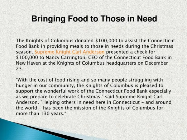 Bringing Food to Those in Need