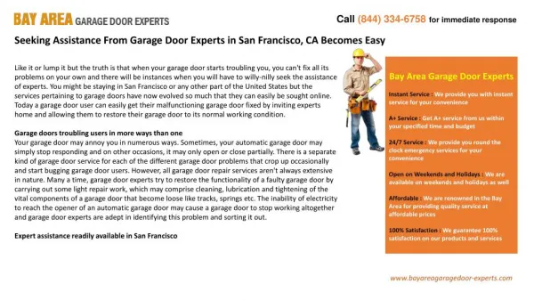 Seeking Assistance From Garage Door Experts in San Francisco
