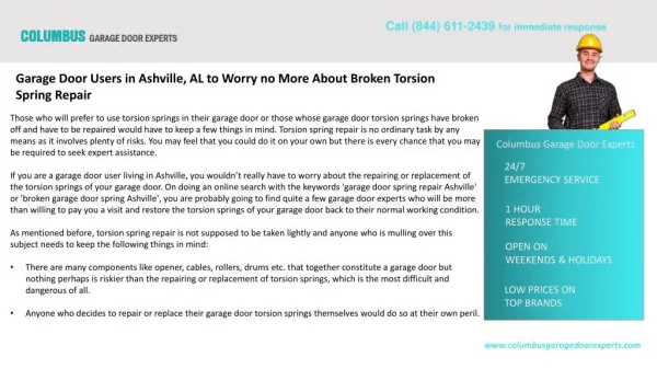 Garage Door Users not to Worry About Broken Torsion Spring