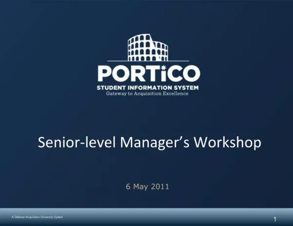 Senior-level Manager s Workshop