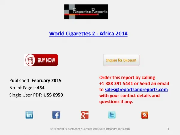 Cigarettes 2 Industry Prospects and Forecasts - Africa