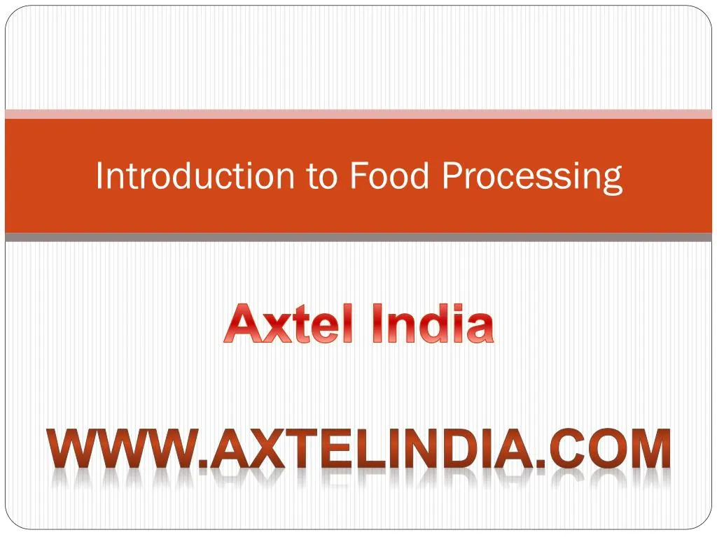 introduction to food processing