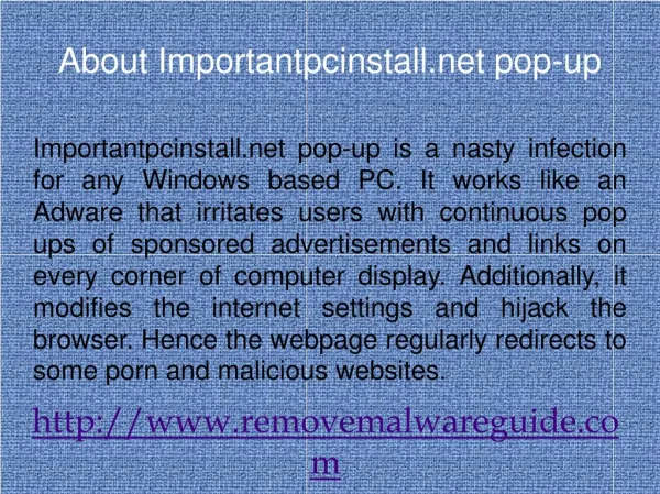 Remove Importantpcinstall.net pop-up: uninstall it completel