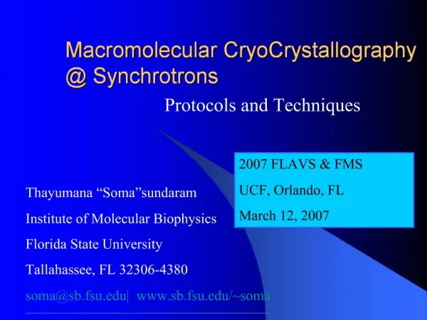 Macromolecular CryoCrystallography Synchrotrons