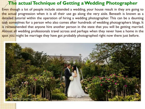 The actual Technique of Getting a Wedding Photographer