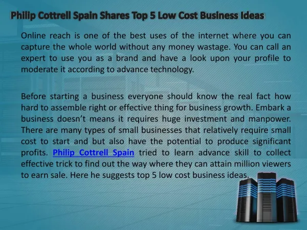 Philip Cottrell Spain Shares Top 5 Low Cost Business I