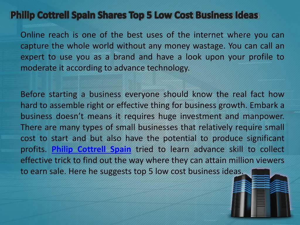 philip cottrell spain shares top 5 low cost business ideas