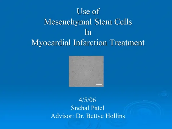 Use of Mesenchymal Stem Cells In Myocardial Infarction Treatment