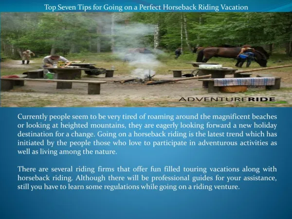 Top Seven Tips for Going on a Perfect Horseback Riding Vacat