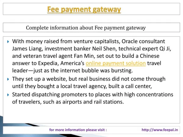 Full support information about fee payment gateway