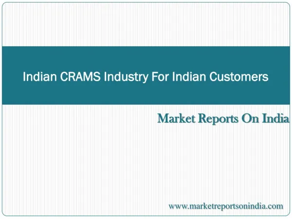 Indian CRAMS Industry - For Indian Customers