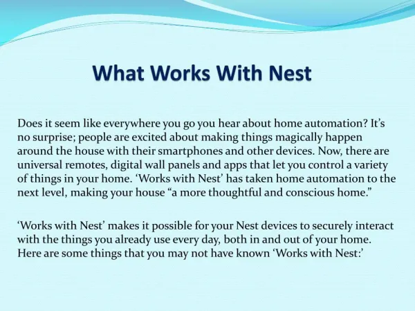 What Works With Nest