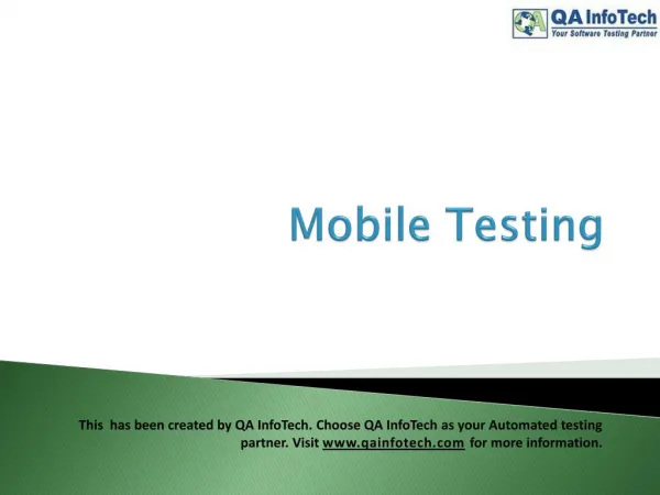 What is Mobile Testing?