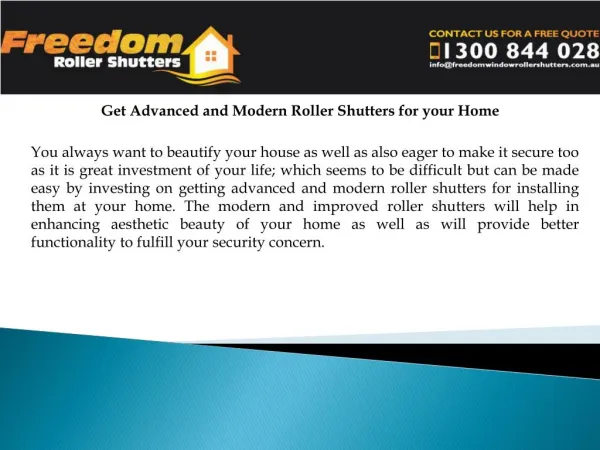 Get Advanced and Modern Roller Shutters for your Home