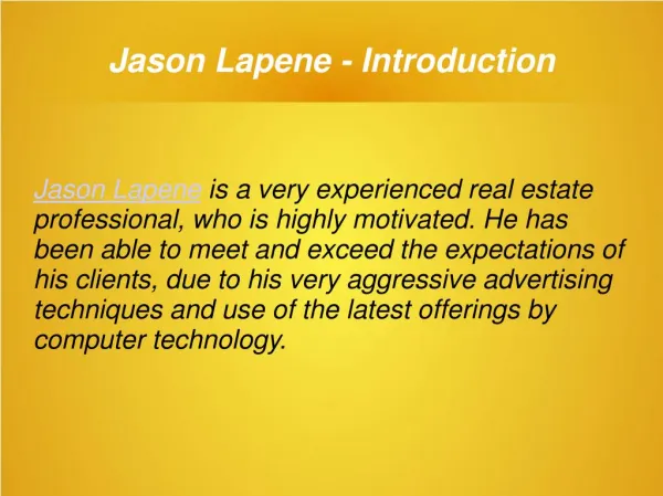 Jason Lapene - Real Estate Producer