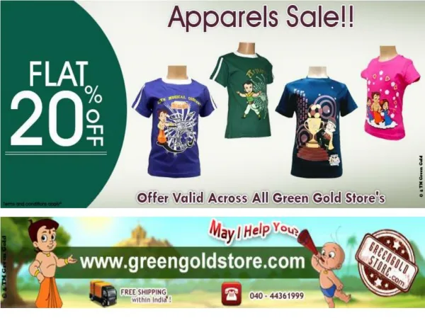 Chota Bheem T shirts Discount | Green Gold