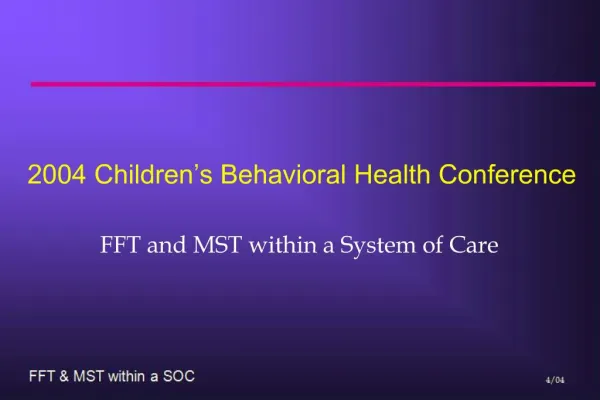 2004 Children s Behavioral Health Conference