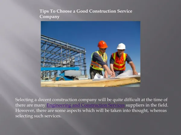 Tips To Choose a Good Construction Service Company