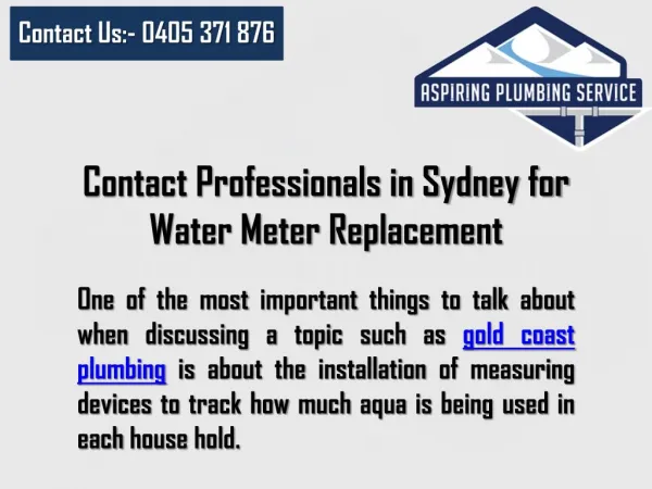 Sydney and Gold Coast Plumbing with Water Meter Replacement