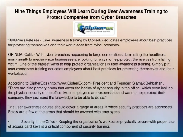 Nine Things Employees Will Learn During User Awareness