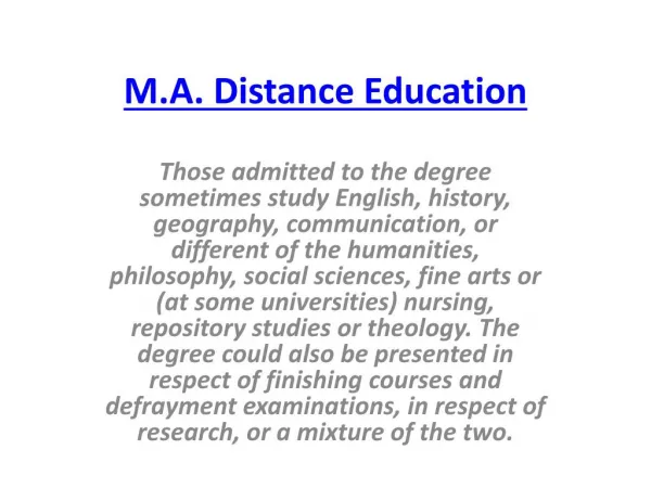 M.A. Distance Education
