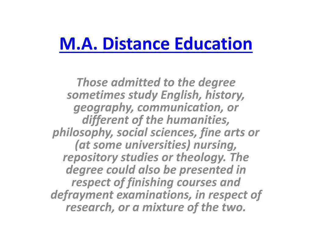 m a distance education